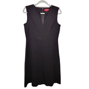 Lavia Made In Italy Brown Textured Wool Blend V-Neck Dress SZ  US-8